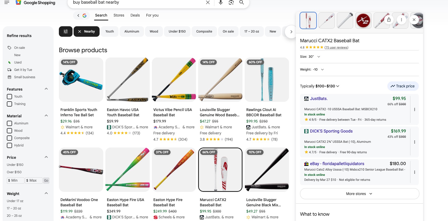 Filtre d'achats à proximité Google