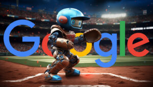 Robot Playing Baseball Google Logo