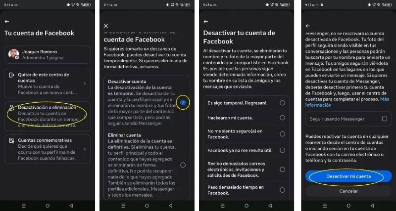 comment désactiver temporairement un compte Facebook