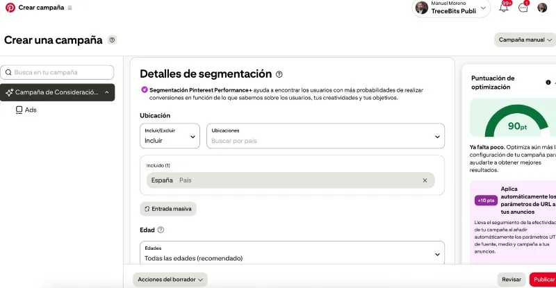 segmenter la campagne Pinterest