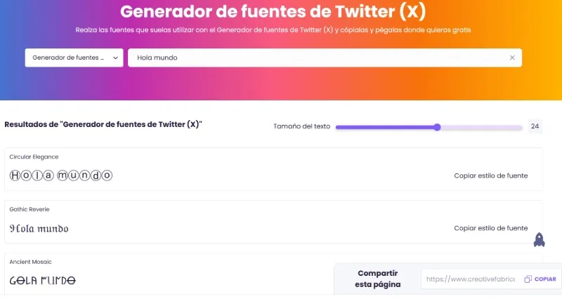 outil en ligne creativefabrica pour changer la police de X