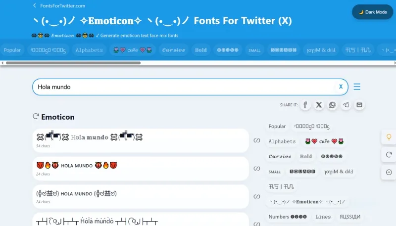 Outil en ligne FontsForTwitter pour générer des polices uniques