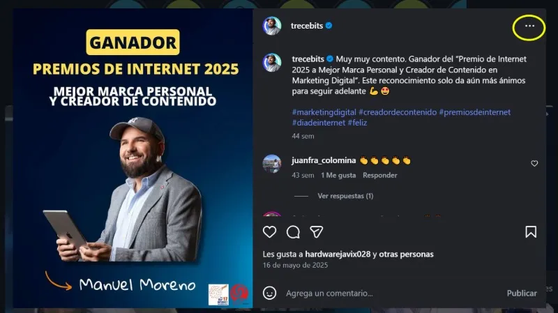 Entrez les paramètres d'une publication Instagram