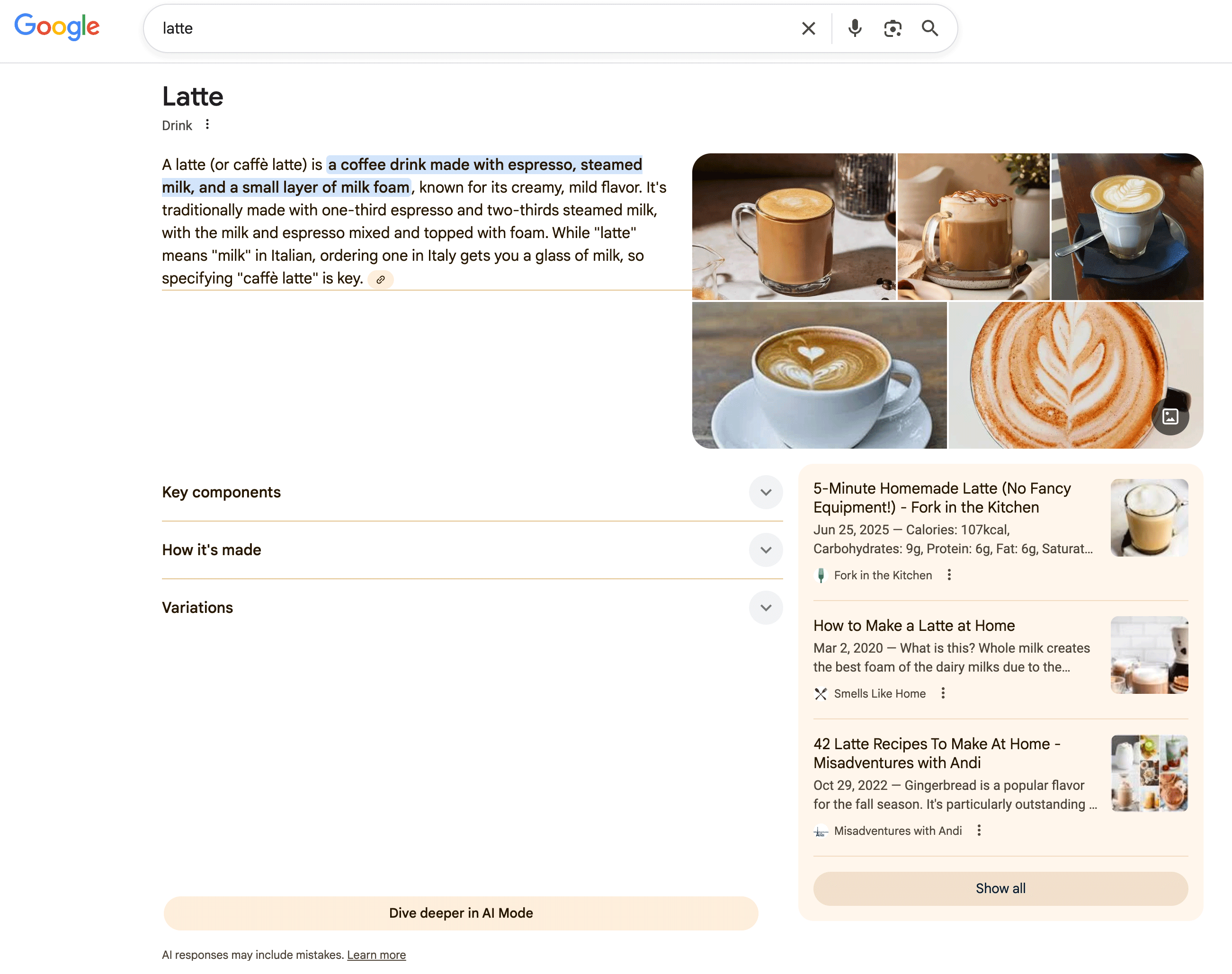 Aperçus de Google Ai, listes déroulantes extensibles2