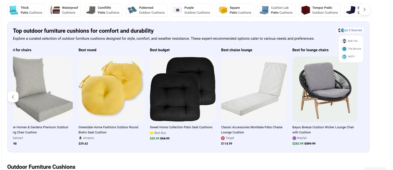 Recommandations basées sur Bing Shopping Ai