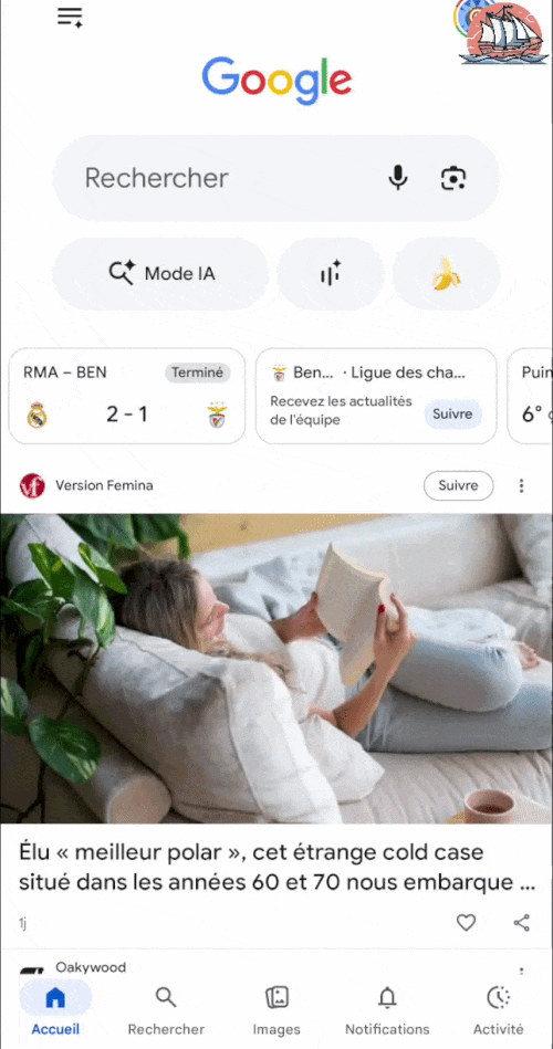 Carte de suivi Google Discover