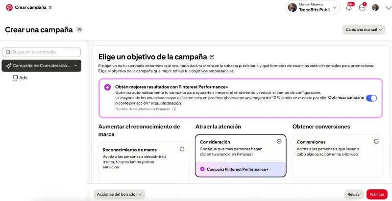 créateur de campagne publicitaire sur Pinterest