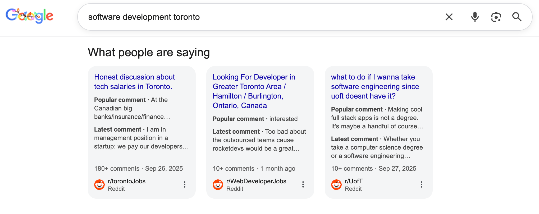 Google Ce que disent les gens Dernières populaires