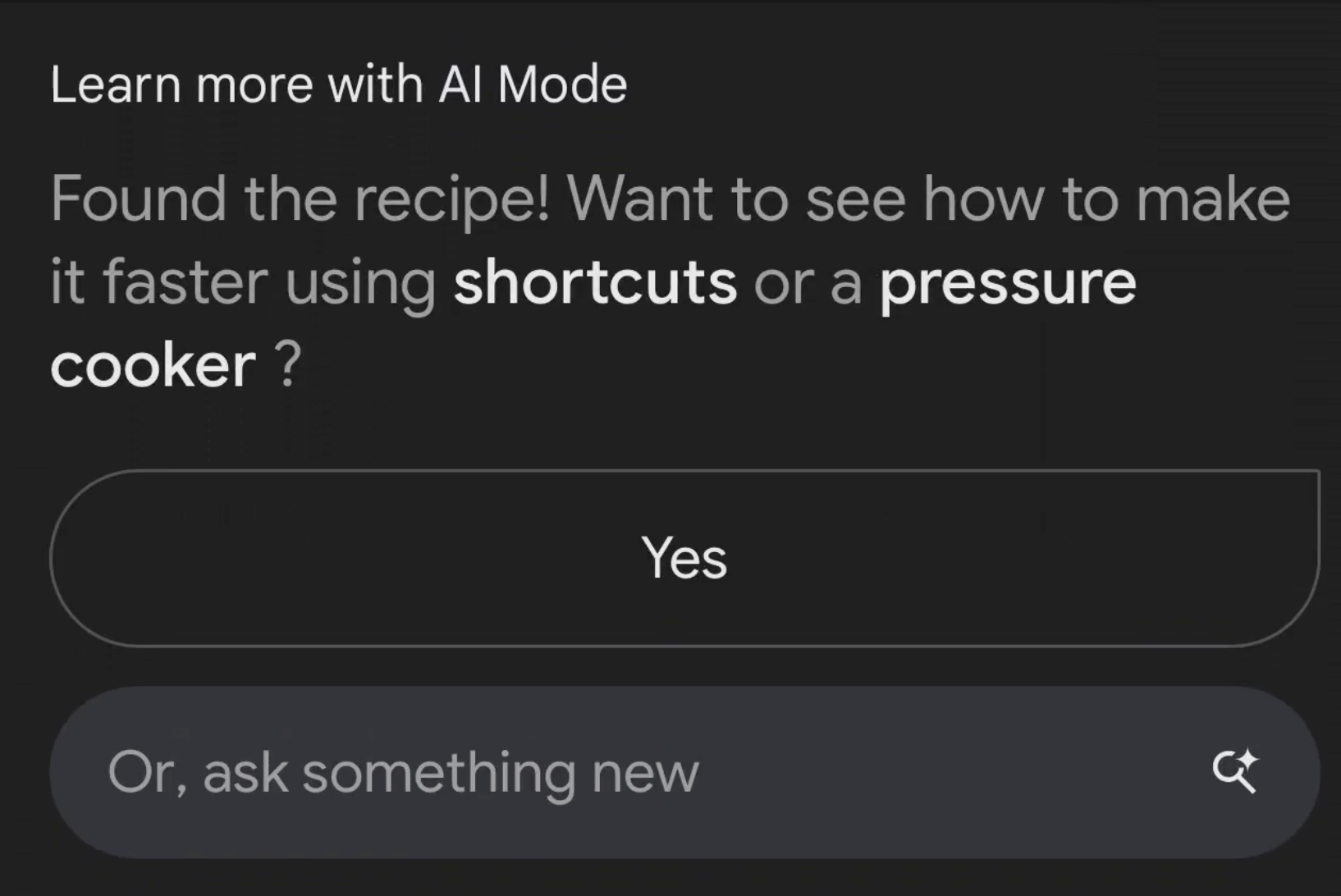 Cta de recette du mode Google Ai