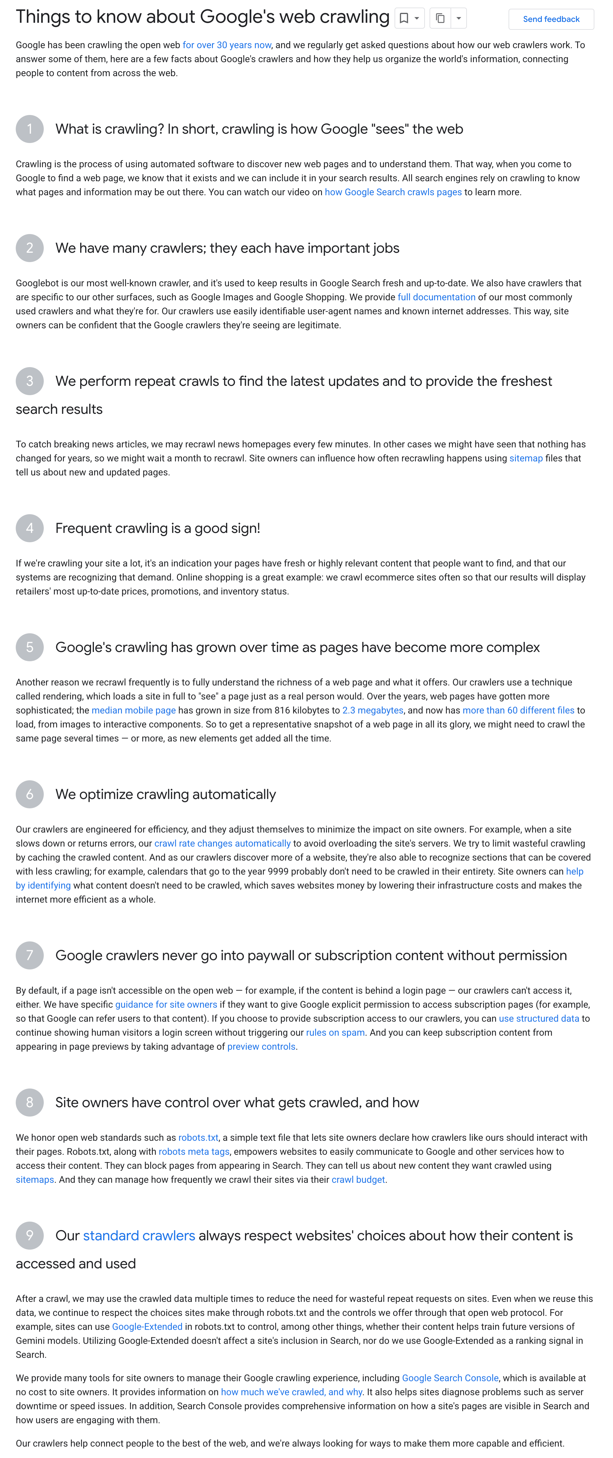 Google Doc Comment fonctionnent les robots d'exploration