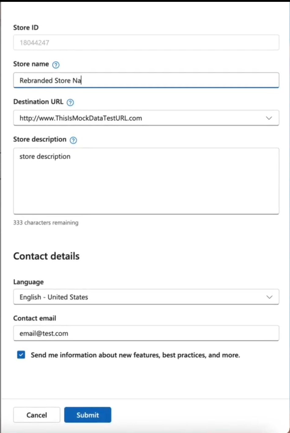 Mise à jour du nom de domaine de la boutique Microsoft Advertising Merchant Center