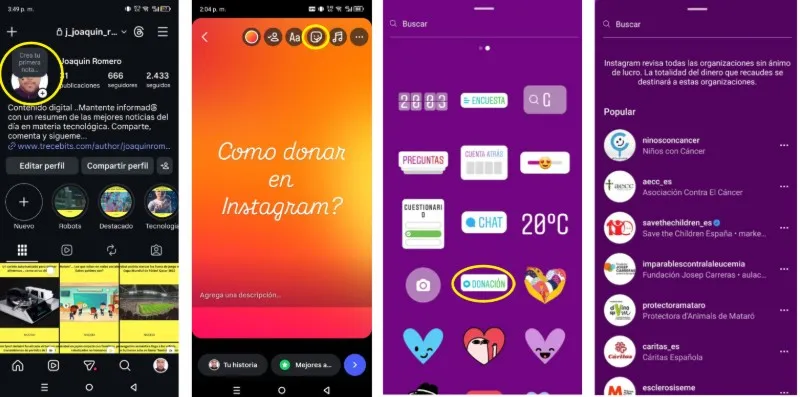 Comment utiliser l'autocollant de don sur les histoires Instagram