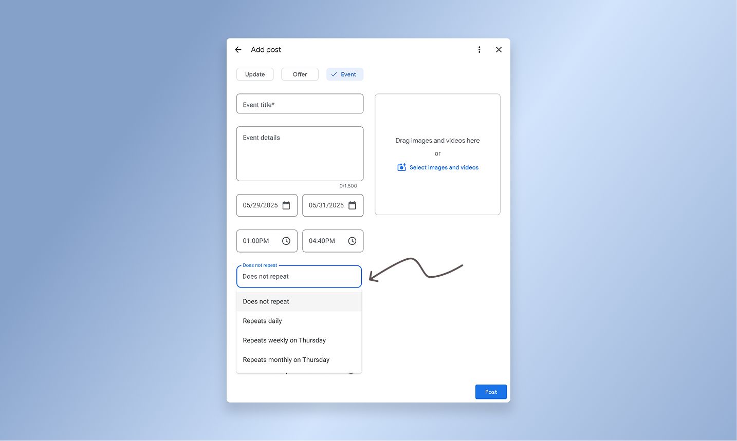 Répétition des publications Google