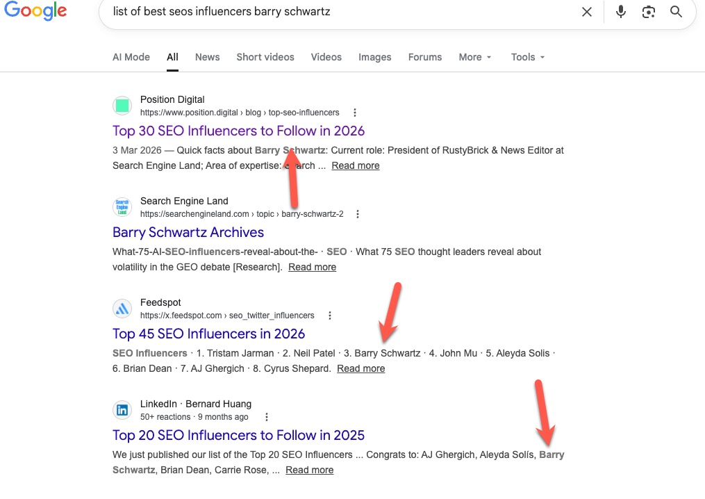 Barry Schwartz liste le meilleur référencement