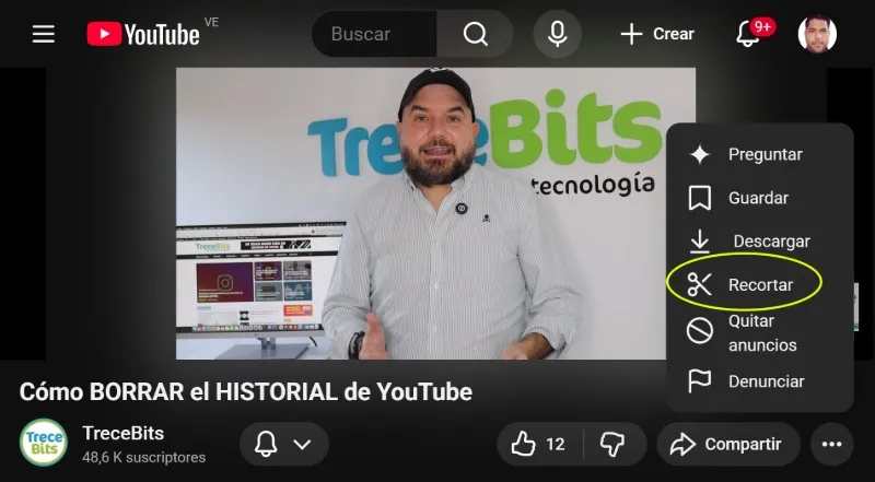 Bouton pour découper la vidéo en un clip de 5 à 60 secondes