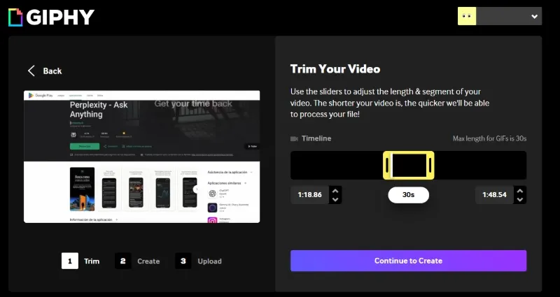 Sélectionnez le clip vidéo YouTube à convertir en GIF