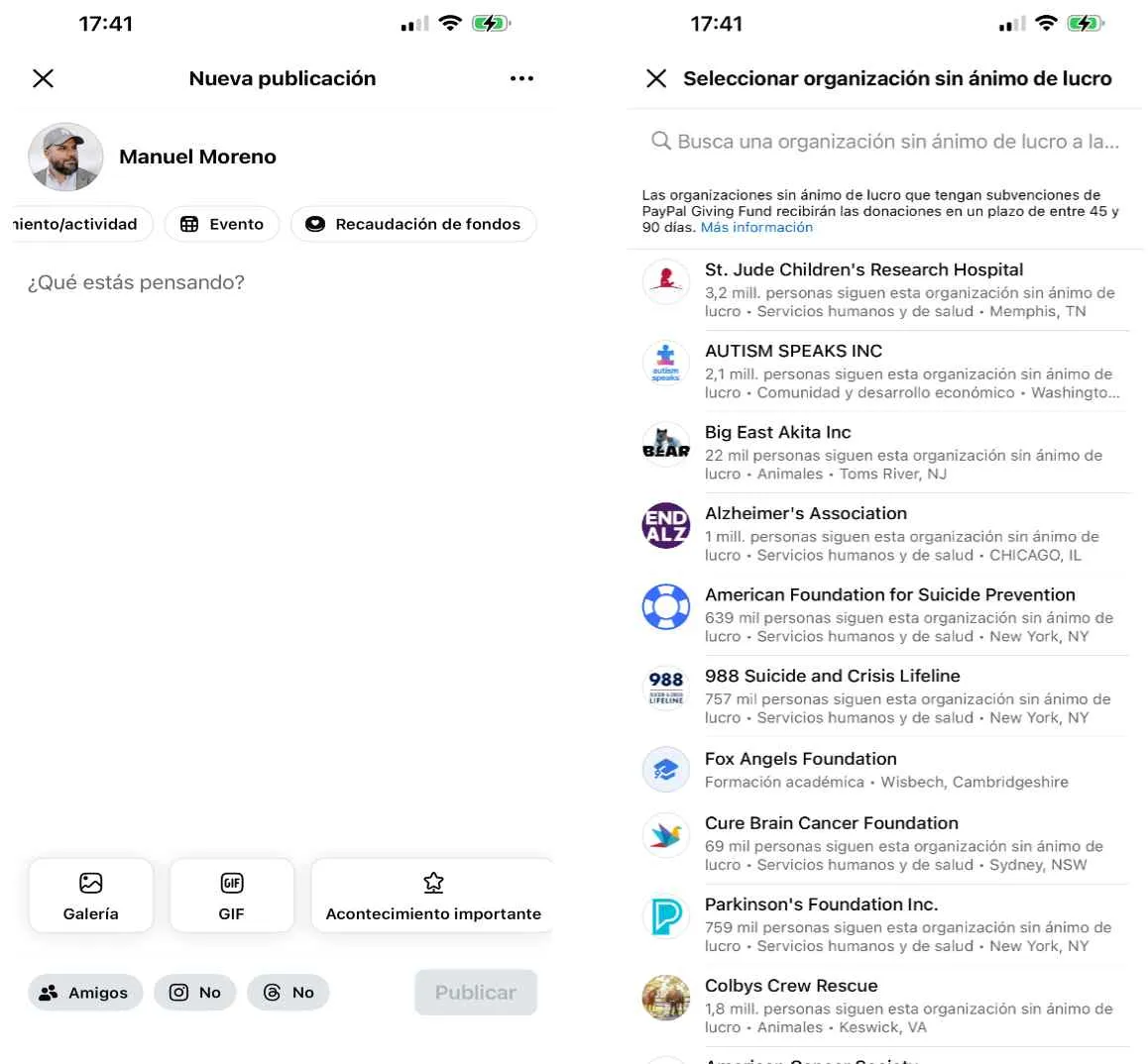 publication de dons sur le flux Facebook