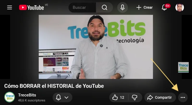 Bouton pour voir plus de paramètres d'une vidéo YouTube