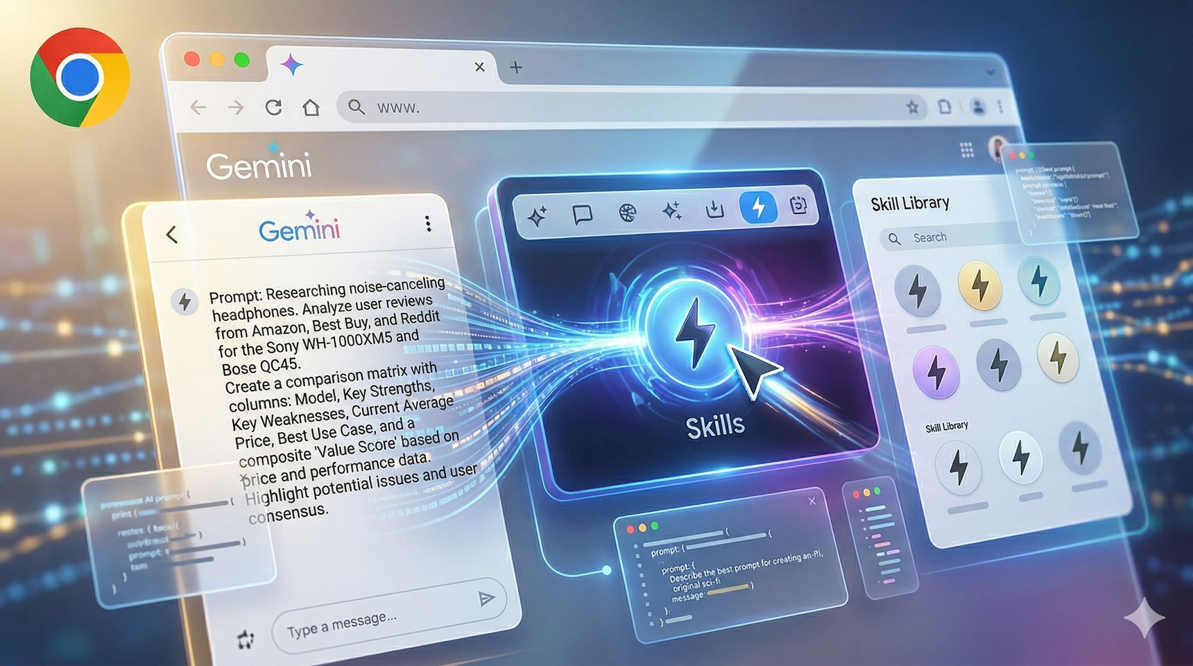 Skills are coming to Gemini in Chrome