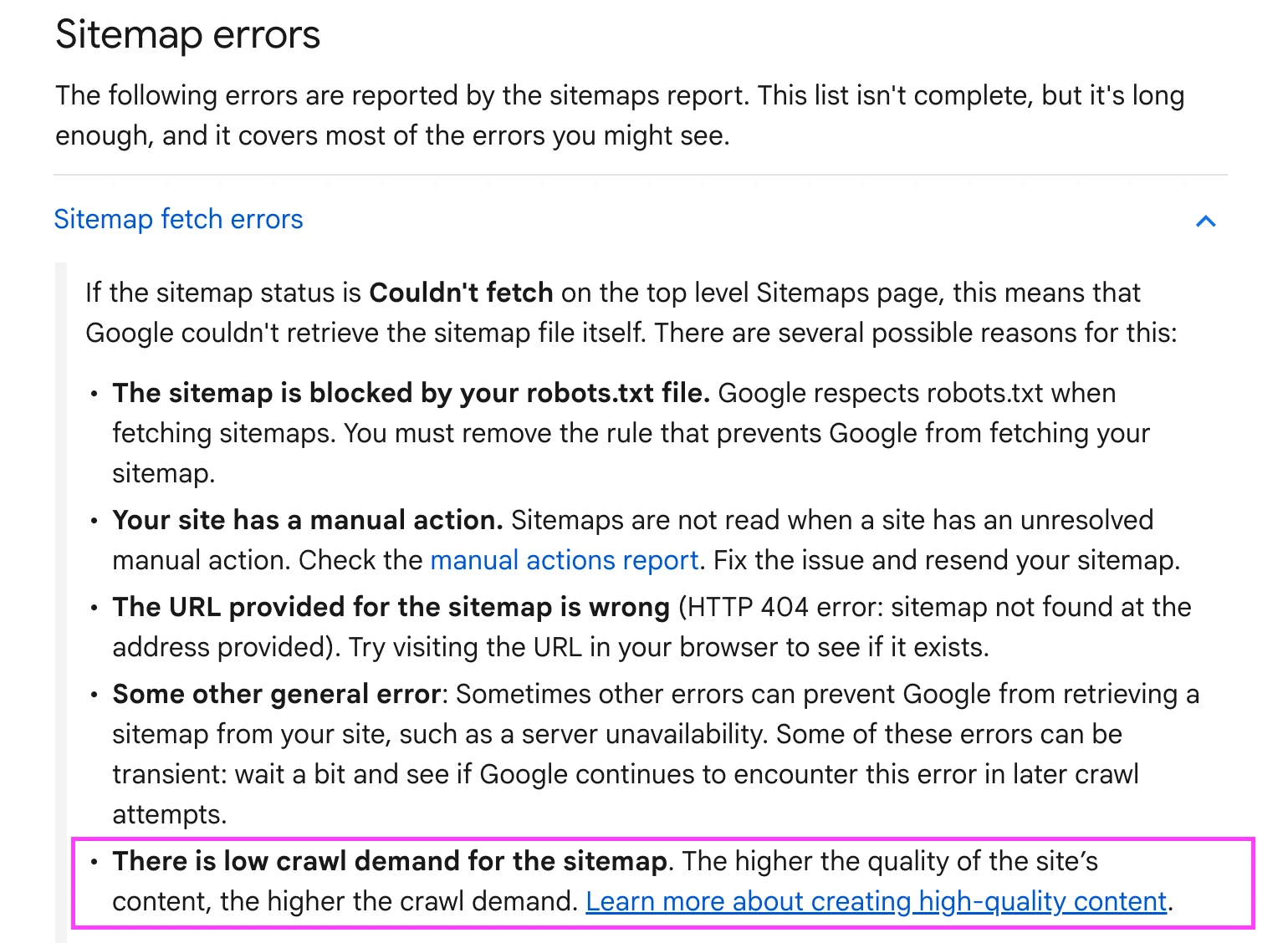 Erreurs Google Sitemaps
