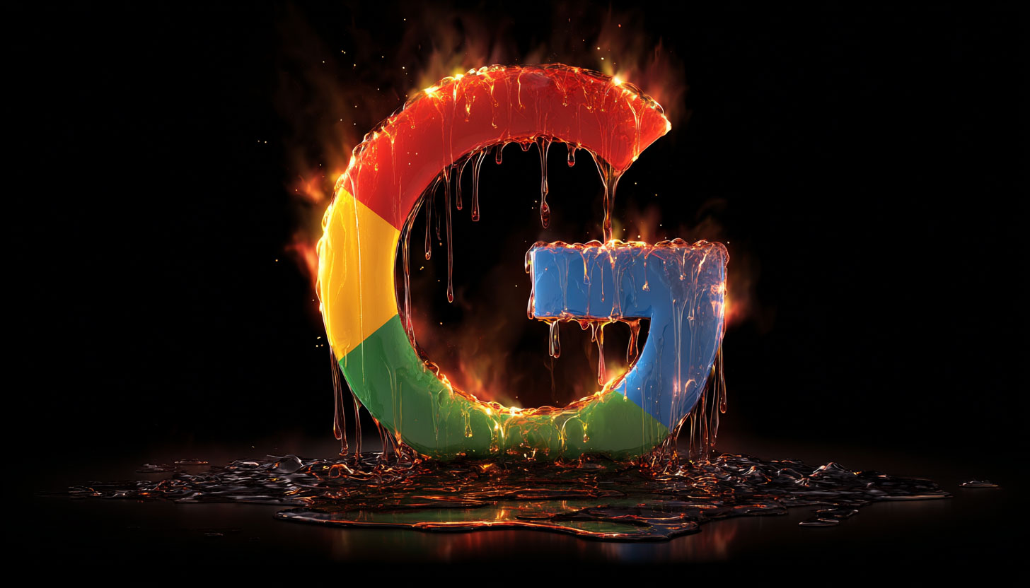 Google Logo Melting Fire