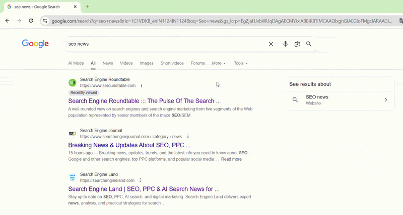 Google ouvrant les résultats de recherche dans une nouvelle fenêtre