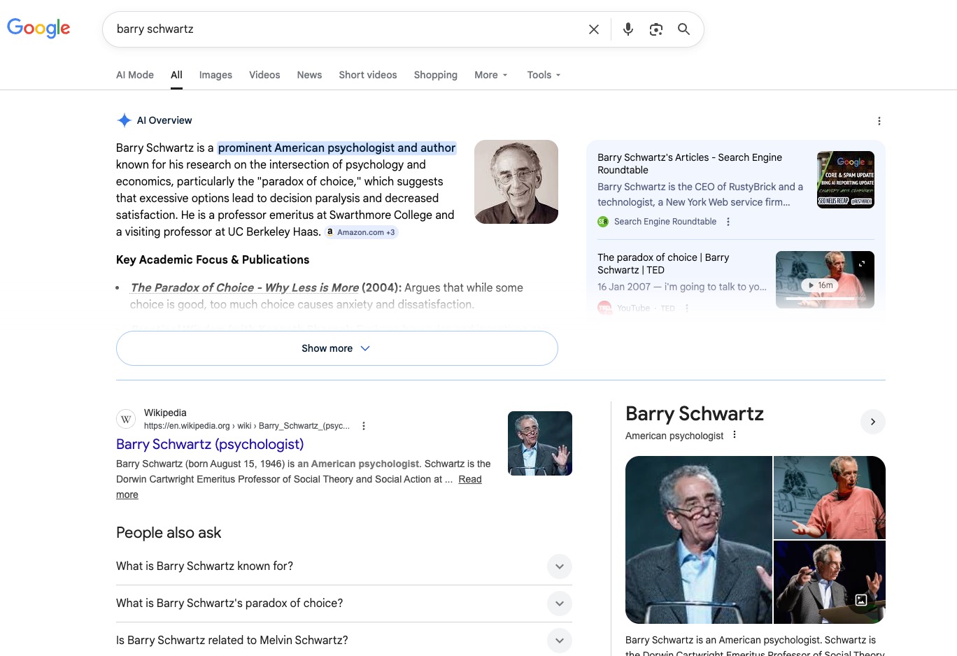 Panneau de connaissances Barry Schwartz