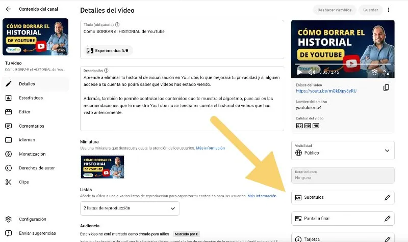 ajouter des sous-titres YouTube