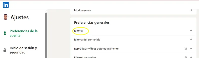 Préférences générales sur LinkedIn pour choisir la langue