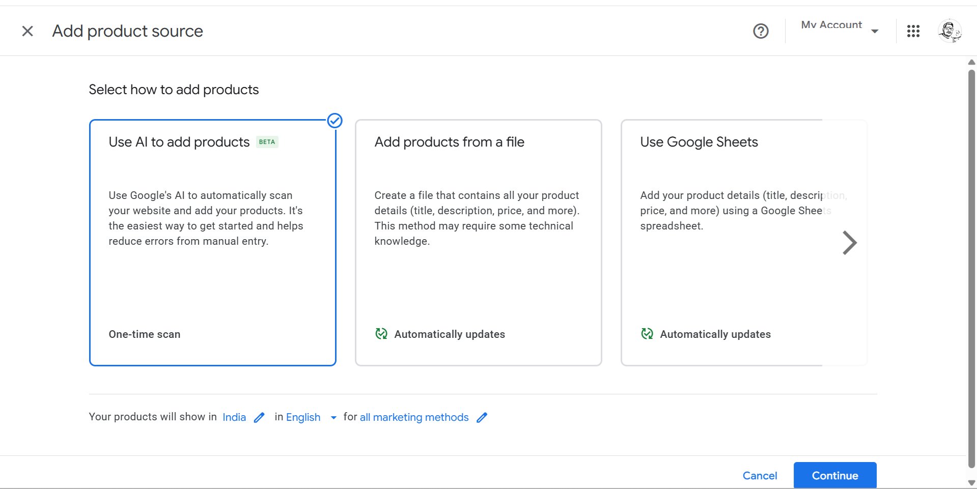 Utilisez Ai pour ajouter des produits Google Ads
