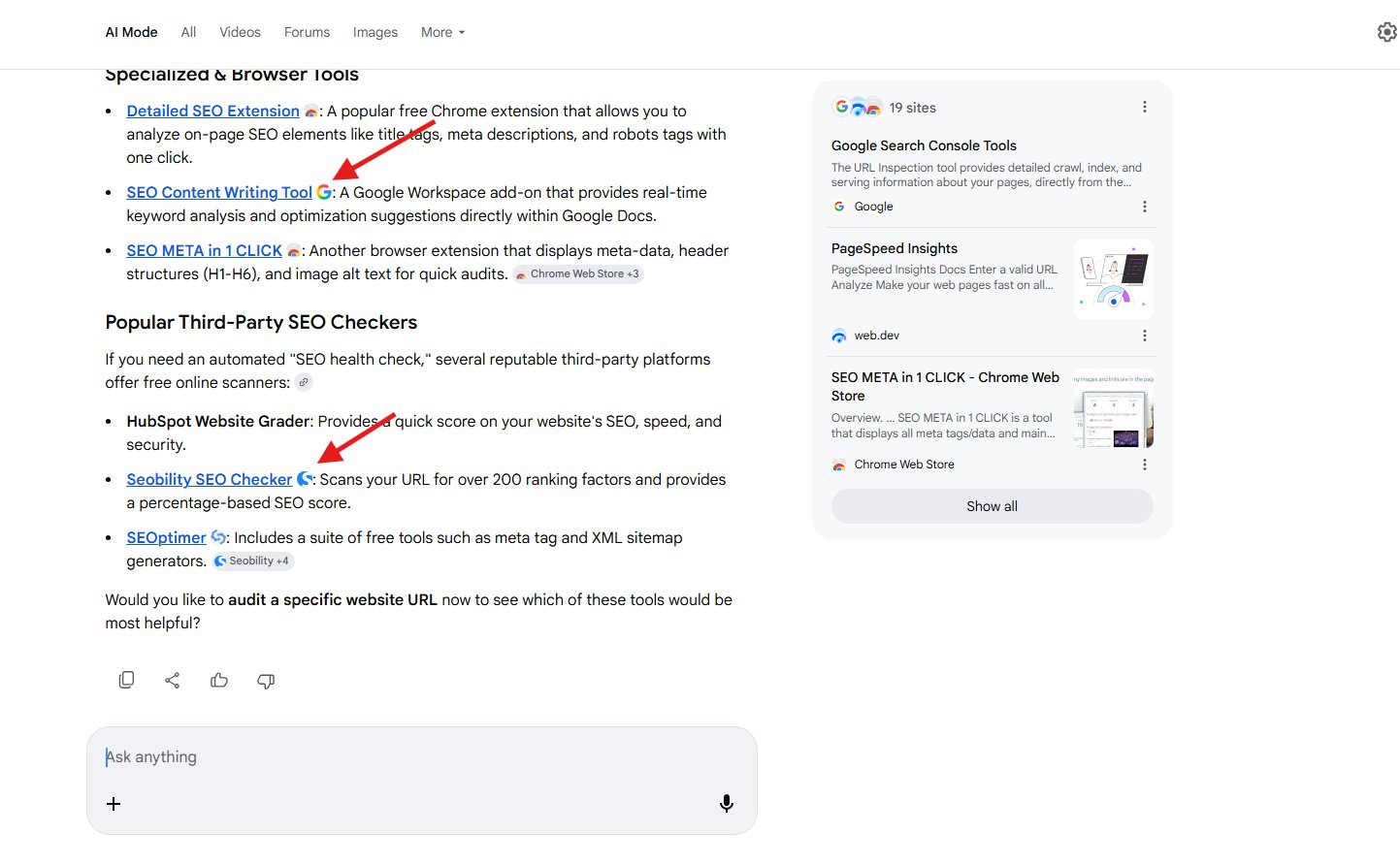 Mode Ai Favicon de liens d'ancrage Google