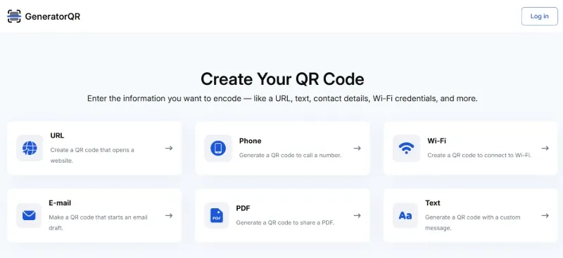 GeneratorQR pour générer des codes QR