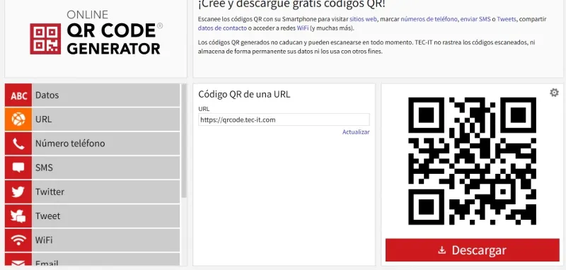 QRCode.tec pour générer des codes QR