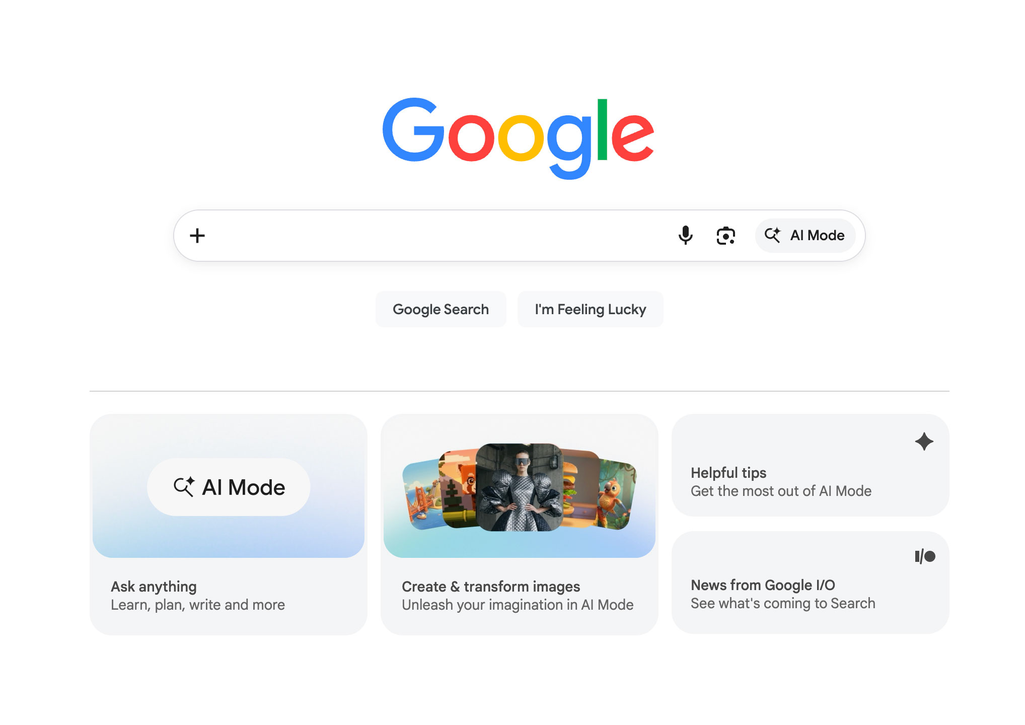 Page d'accueil Google Boîtes d'actualités Ai Io