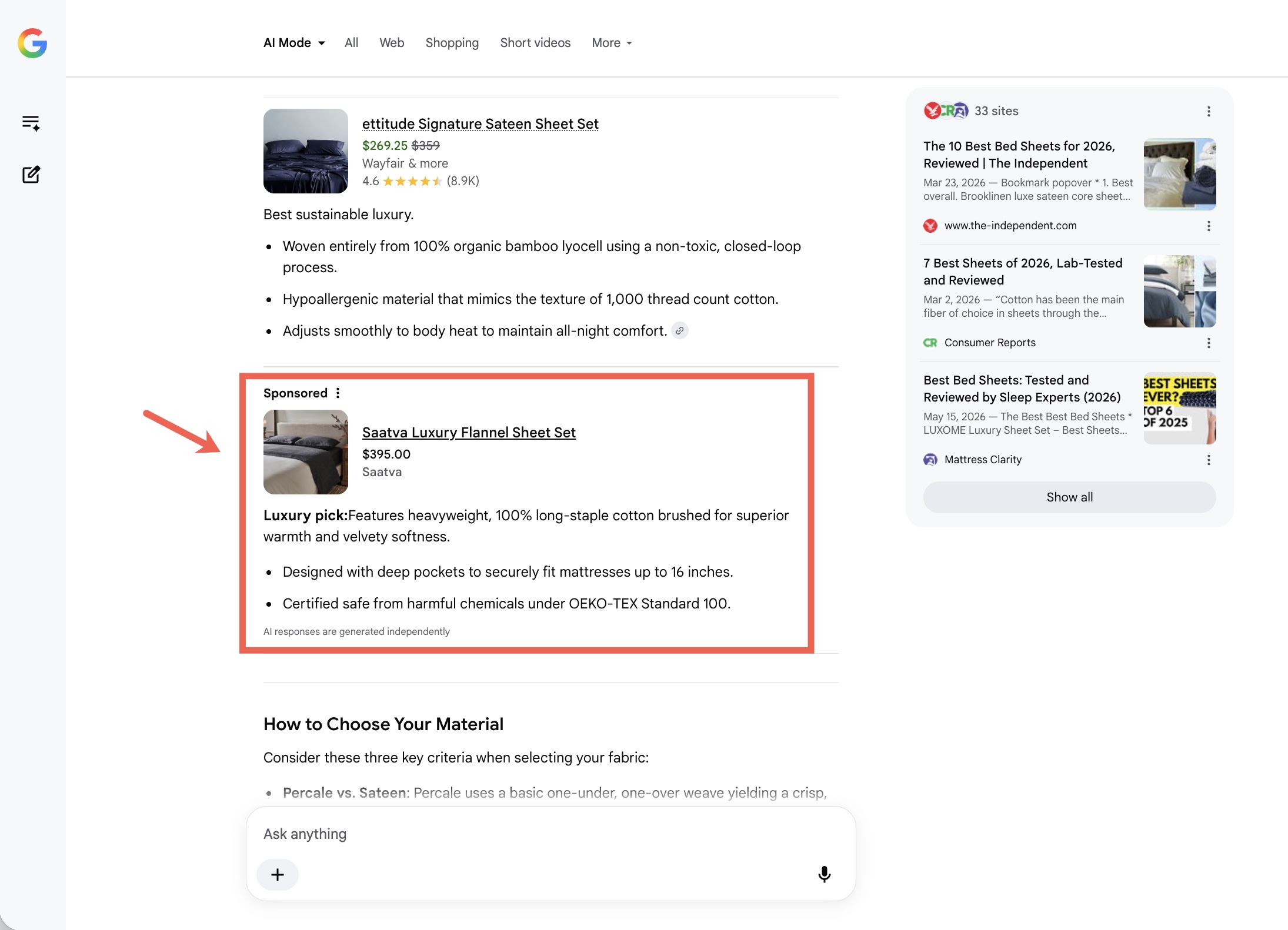 Annonces mixtes en mode Google Ai