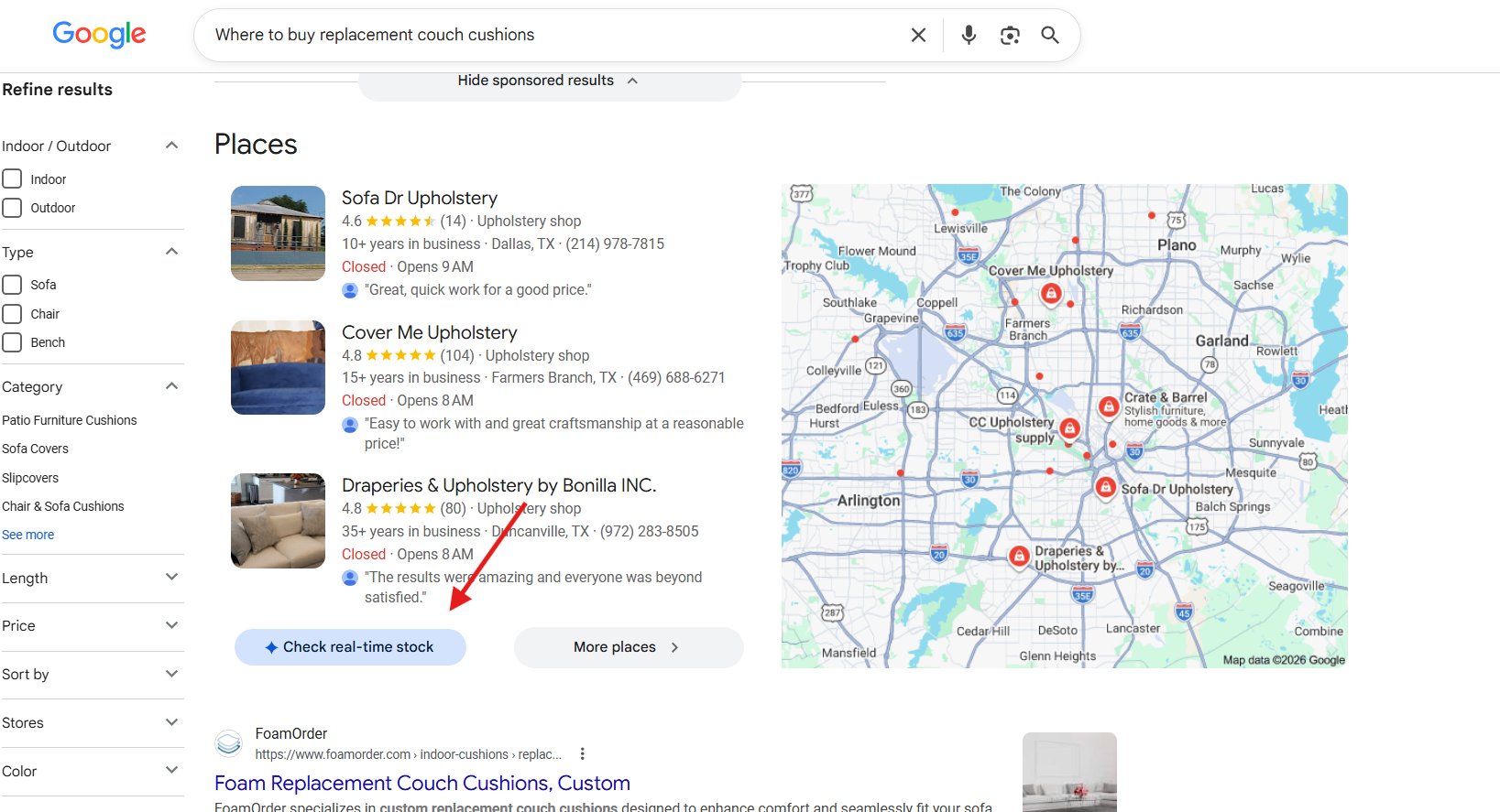 Google Local Check Stock en temps réel