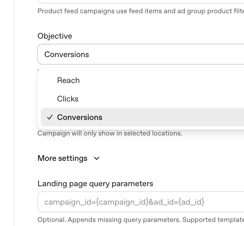 Objectif de conversion Annonces Chatgpt