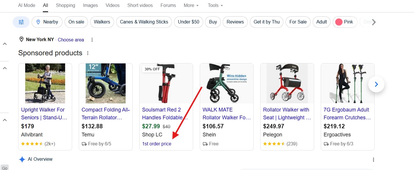 Annonces sur les étiquettes de prix de première commande Google