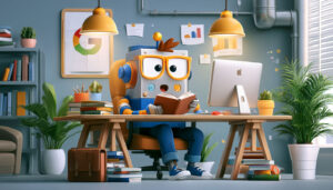 Cute Google Robot Reading Desk