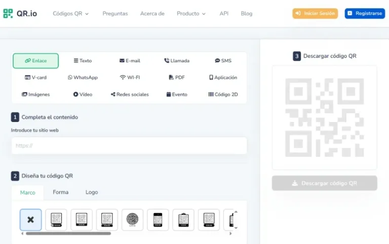 QR.io pour générer des codes QR