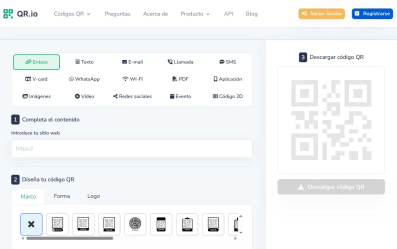QR.io pour générer des codes QR