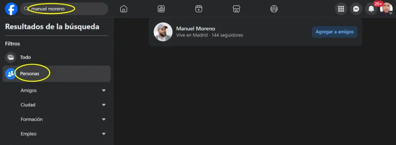 Comment trouver des amis sur Facebook en utilisant la barre de recherche principale