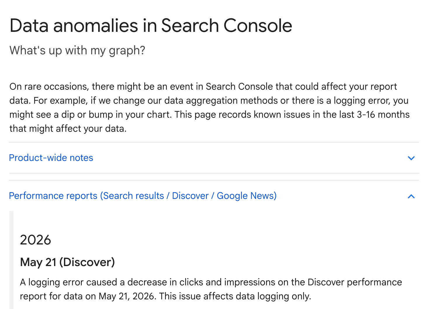 Anomalies de données Google découvertes le 21 mai