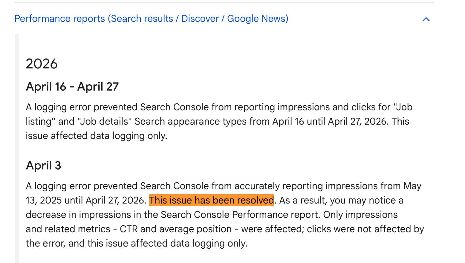 Mise à jour résolue du problème de données Google