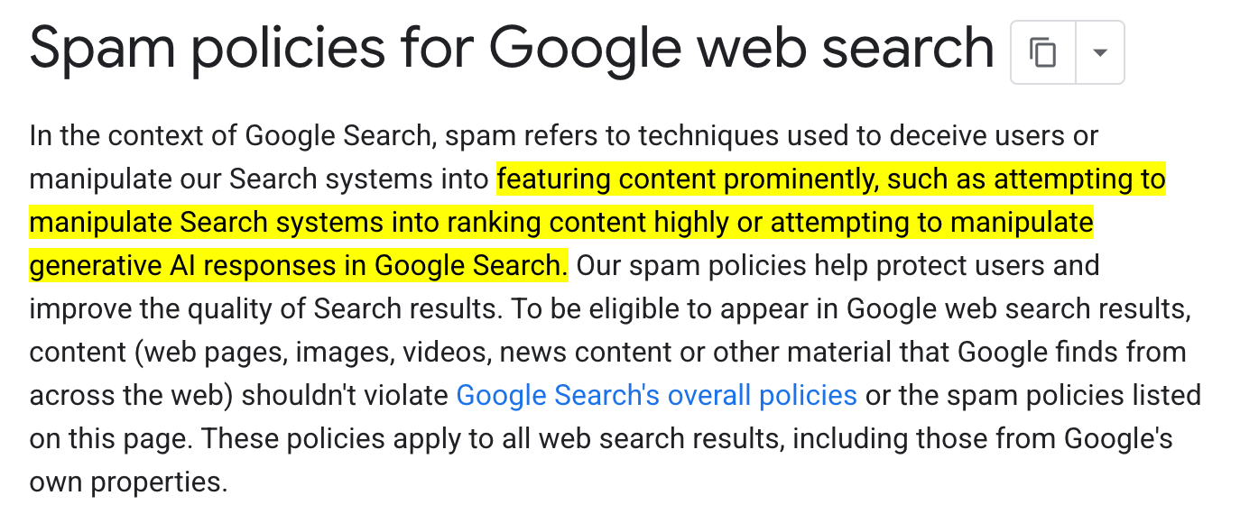 Mise à jour de l'IA des politiques anti-spam de Google