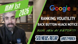 Récapitulatif vidéo Buzz de Search News : volatilité du classement Google, avis de piratage du bouton Retour et déclencheurs AdSense, outils pour les webmasters de Bing taquinent les rapports sur l'IA et plus encore
                

