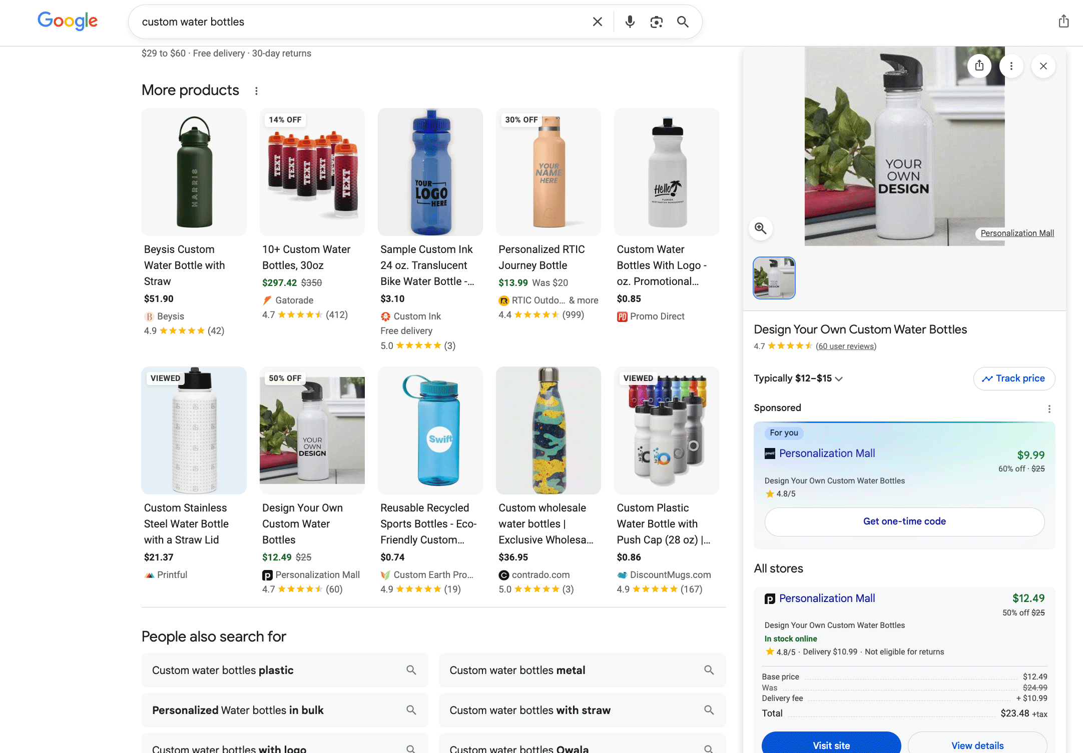 Étiquette Pour vous apparaissant sur les annonces de grille de produits avec une animation Get One Time Code Google