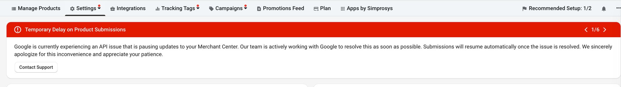 Avis de soumission de produits retardé par Google Merchant Center