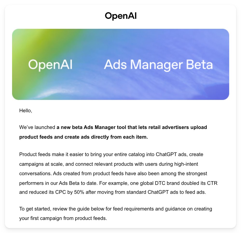 E-mails du flux de produits Chatgpt