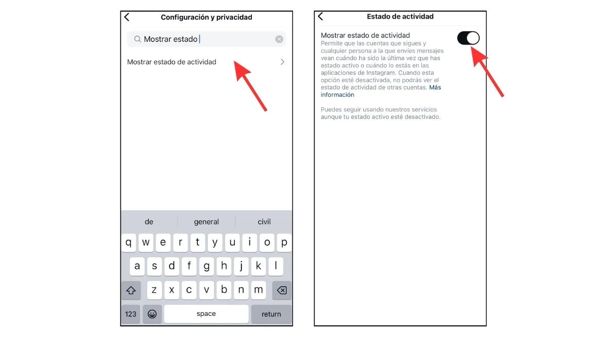 Statut d'activité Instagram